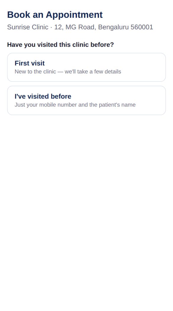 Online booking page