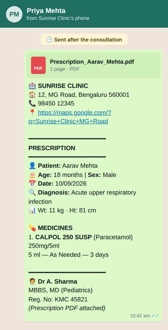 Prescription sent on WhatsApp